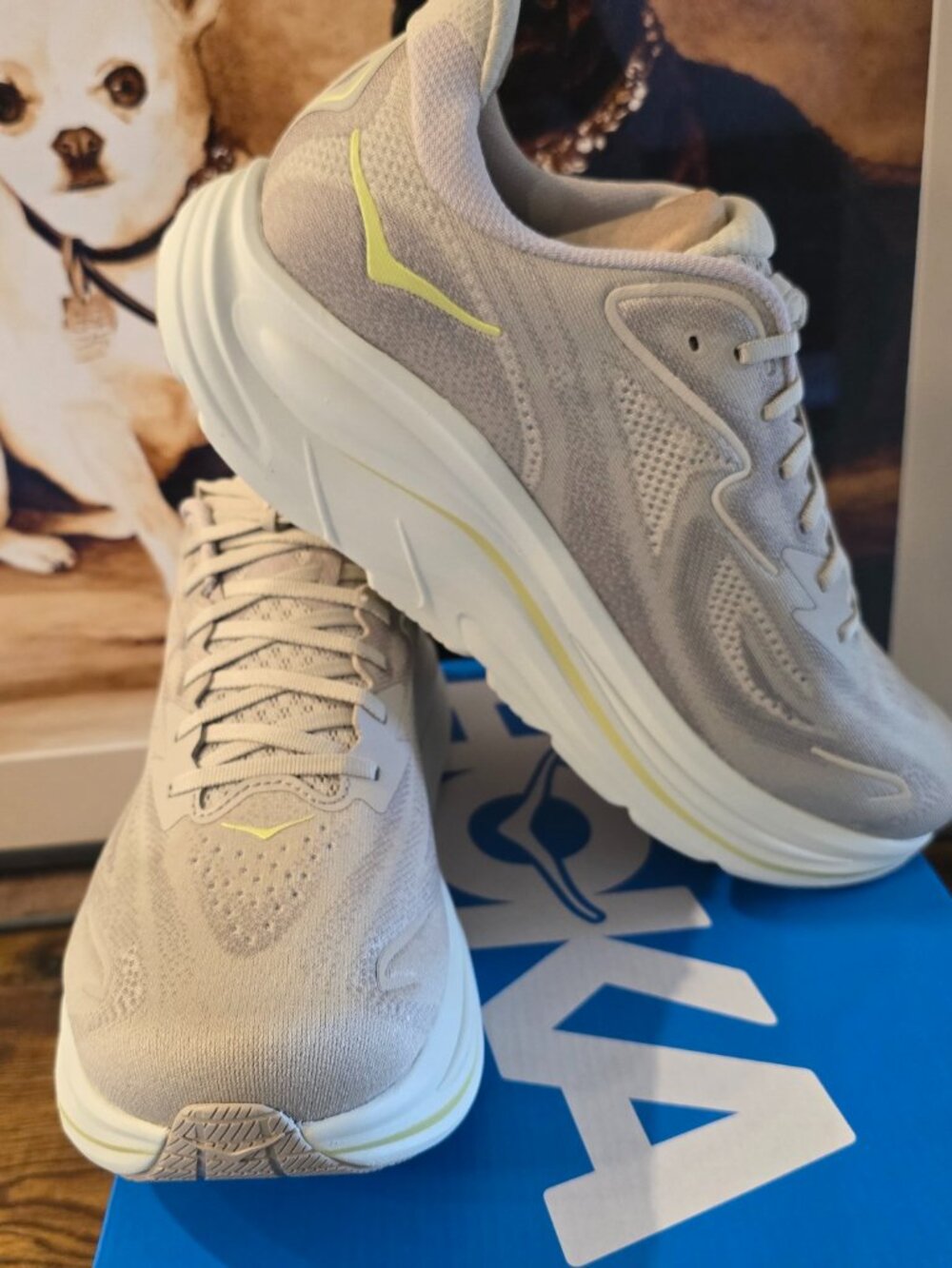 Hoka One One Clifton 10 Shoes 2E Wide Beige / Linen 1162032-RNN Men's 12 NEW